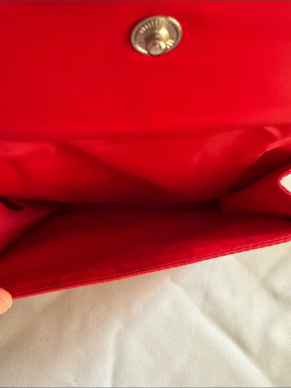 Red Satin Envelope Clutch with Stud Detail
